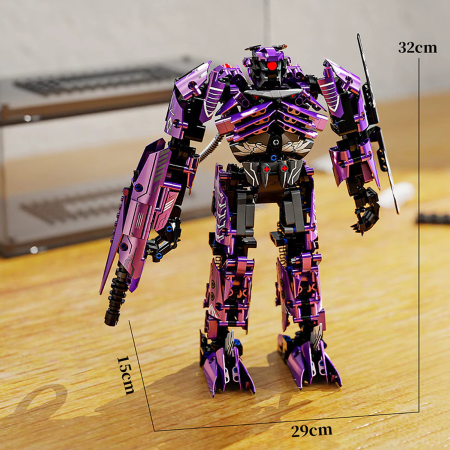 Wishiot 2-in-1 Transforming Mecha DIY Modellbaustein-Set aus 1058 Mini Bricks in Lila - Bild 4