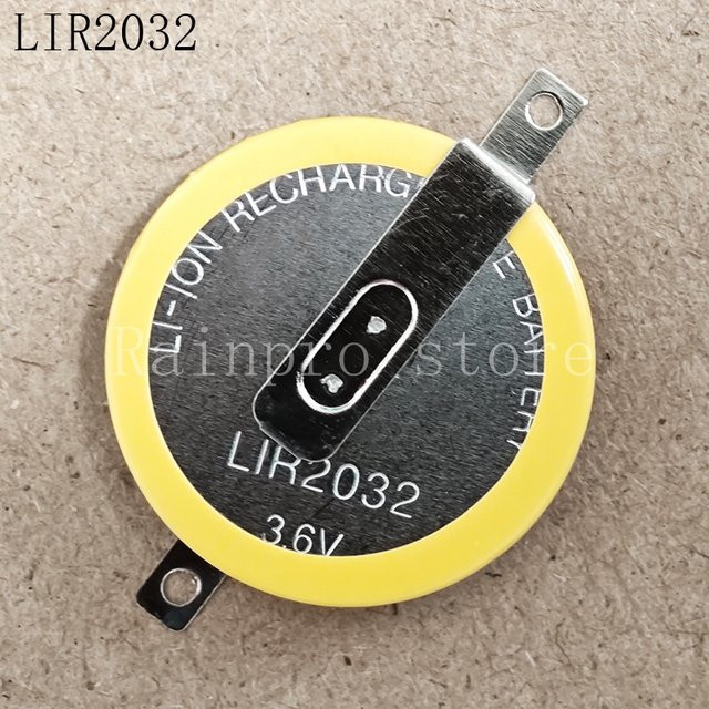 2er-Set Rainpro LIR2032 wiederaufladbare Knopfbatterien 3,6 V mit 180 Grad Pins - Bild 1