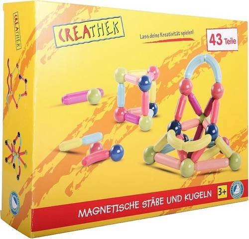 Creathek Magnetische Baustäbe und Kugeln, 43 Teile, Mehrfarbig - Bild 1