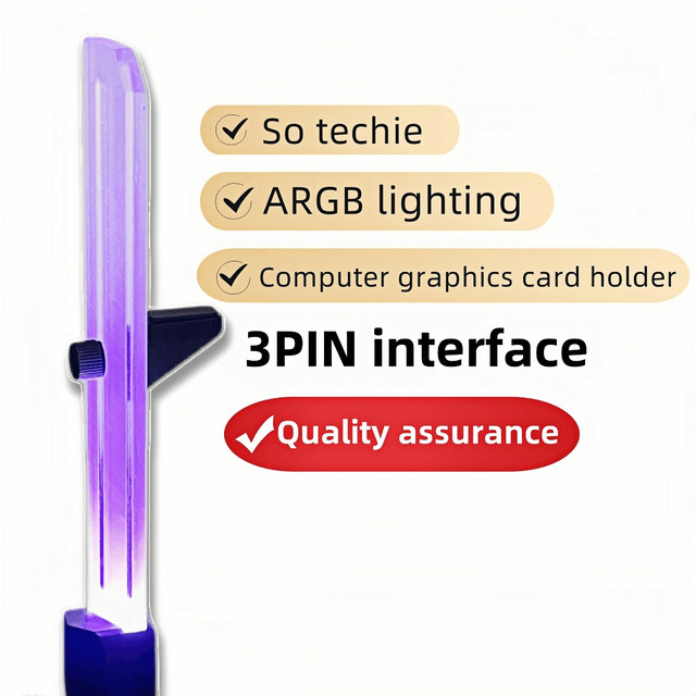 AuyiHomu ARGB LED Grafikkarten-Anti-Sag-Halterung aus Acryl für Gaming-PC, GPU-Stützständer in Schwarz oder Transparent - Bild 1