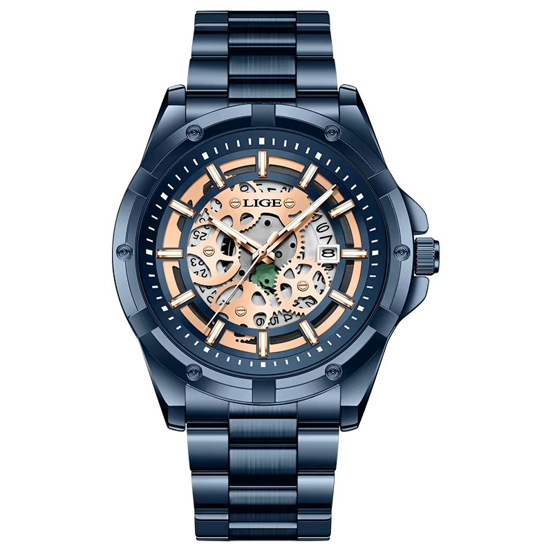 LIGE Armbanduhr Edelstahl, Silber, Analoguhr, 3 ATM, Herren - Bild 5
