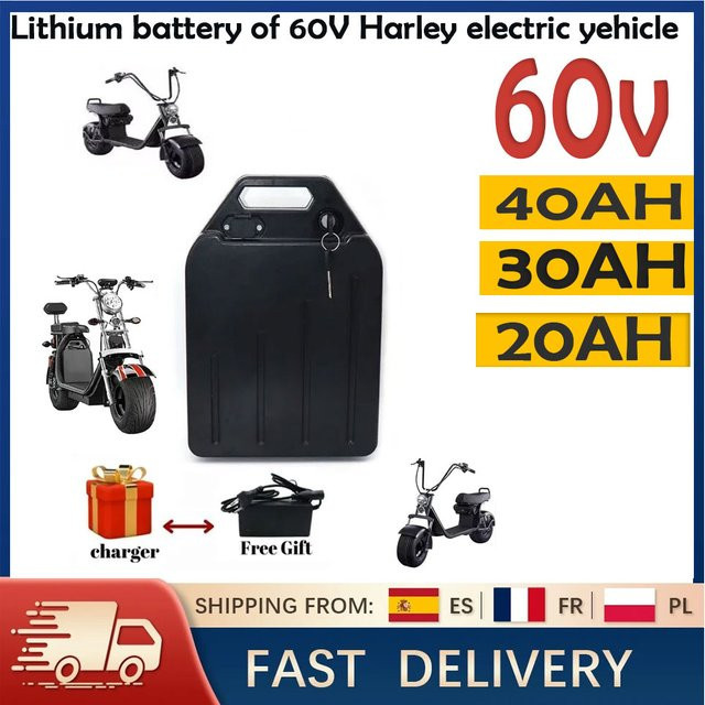 Lithium-Akkupack für Harley 60V 40Ah, 18650 Lithium-Ionen-Akku in Schwarz, geeignet für Motoren bis 3000W - Bild 1