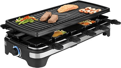 Princess Raclette-Grill XL mit 10 Pfännchen in Schwarz und Silber mit einstellbarem Thermostat und Antihaftbeschichtung - Bild 1