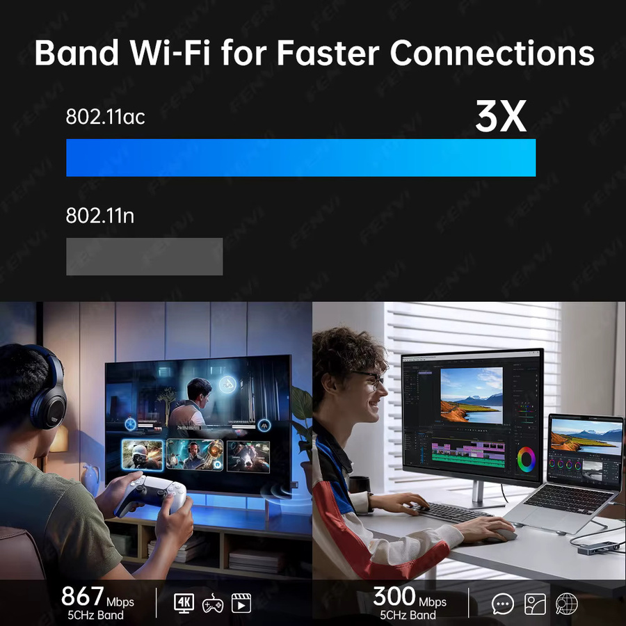 Fenvi WiFi 5 AC1200 PCIe Netzwerkkarte mit Bluetooth 5.1, Dual Band 2,4GHz/5GHz WLAN-Adapter für Windows 10/11 Desktop - Bild 3