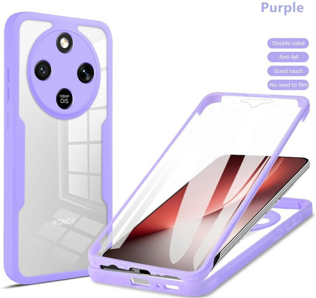 Stoßfeste Schutzhülle für Honor Magic 8 Lite und Honor X9d in Transparent Purple mit Displayschutz - Bild 1