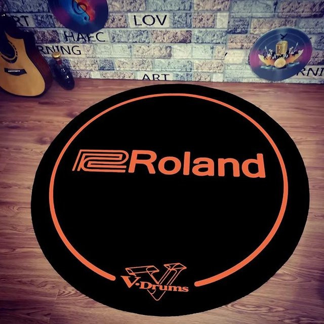 Runder Teppich von Lodestar in Schwarz, Schalldämmende Trommelmatte aus Polyester, Rutschfest und Waschbar, Durchmesser: 120 cm - Bild 1