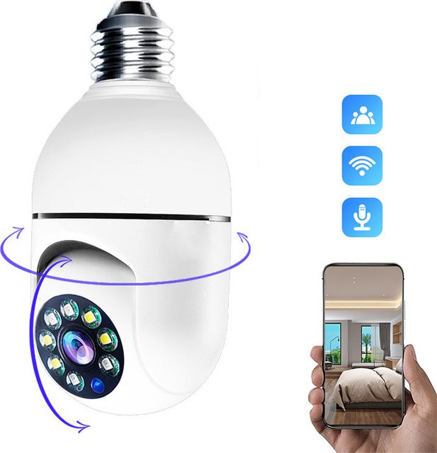 BESY E27 Glühbirnen Überwachungskamera mit 1080P HD, drahtlose WiFi Sicherheitskamera für Indoor und Outdoor in Weiß - Bild 1
