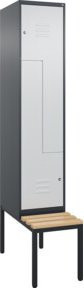C+P Z-Spind Classic PLUS Sitzbank mit 2 Fächern, Buche-Hartholz Sitzfläche und Zylinderschloss, B/T/H: 212,0 x 40,0 x 81,5 cm - Bild 1