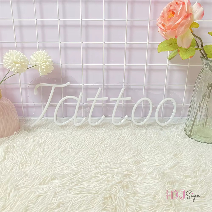 HDJSIGN Neonlicht Tattoo Salon Wandkunst Dekoration in Weiß mit USB-Anschluss - Bild 3