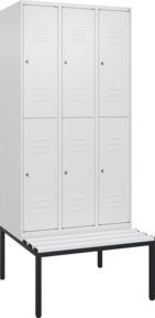 C+P Doppelstock-Spind Classic PLUS Sitzbank mit 3 Abteilen und Zylinderschloss, B/T/H: 212,0 x 90,0 x 81,5 cm - Bild 1