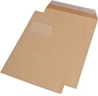 MAILmedia Versandtasche DIN C4 mit Fenster aus Kraftpapier in Beige/Braun mit selbstklebendem Verschluss, B: 32,4 cm x H: 22,9 cm - Bild 1