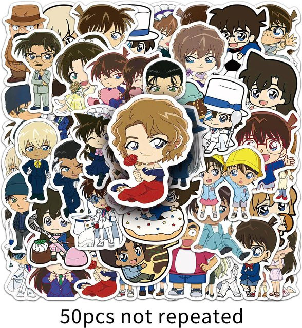 50 Blatt Detektiv Conan Q-Version Wasserdichte Anime Aufkleber in Multicolour für Tagebuch und DIY-Dekoration - Bild 1