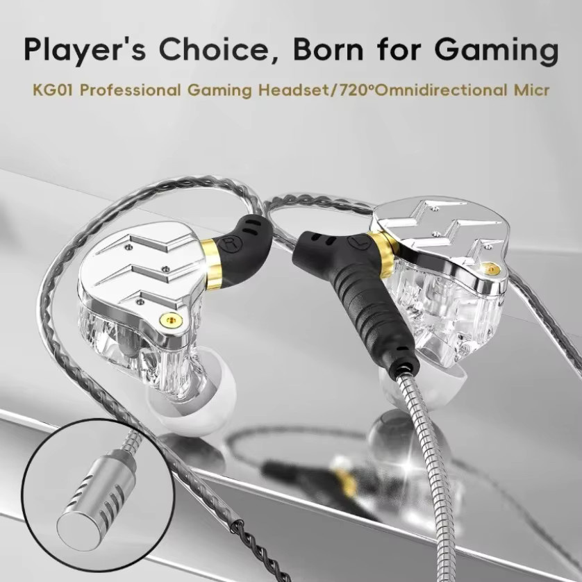 VIKEFON Gaming Kopfhörer mit abnehmbarem Mikrofon, Stereo, Silber/Schwarz - Bild 3