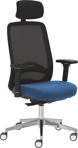 Mayer Sitzmöbel Drehstuhl mit Kopfstütze und Armlehnen in Blau, B/H: 70 x 63 cm - Bild 1