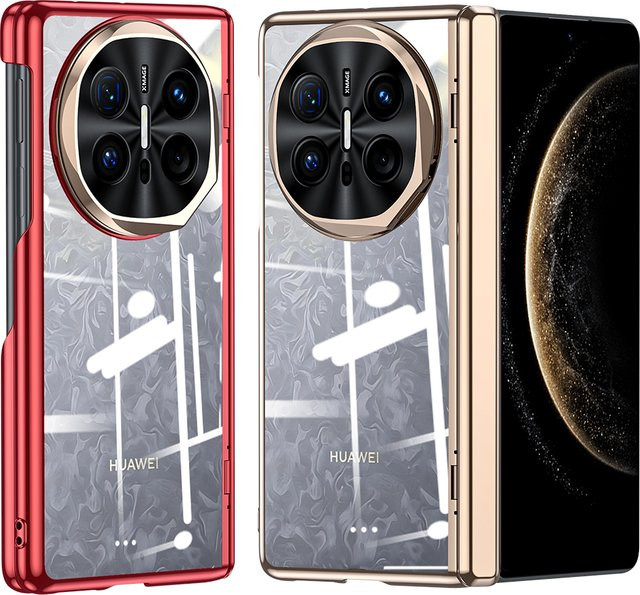 Huawei Mate X6 Schutzhülle mit klassischer Textur, mattem Klappdesign, Objektivhalter und integrierter magnetischer kabelloser Ladefunktion in Gold - Bild 1