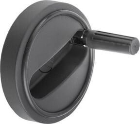 KIPP Handrad aus Thermoplast mit Passbohrung 14H7 in Schwarz, Durchmesser: 160 mm - Bild 1