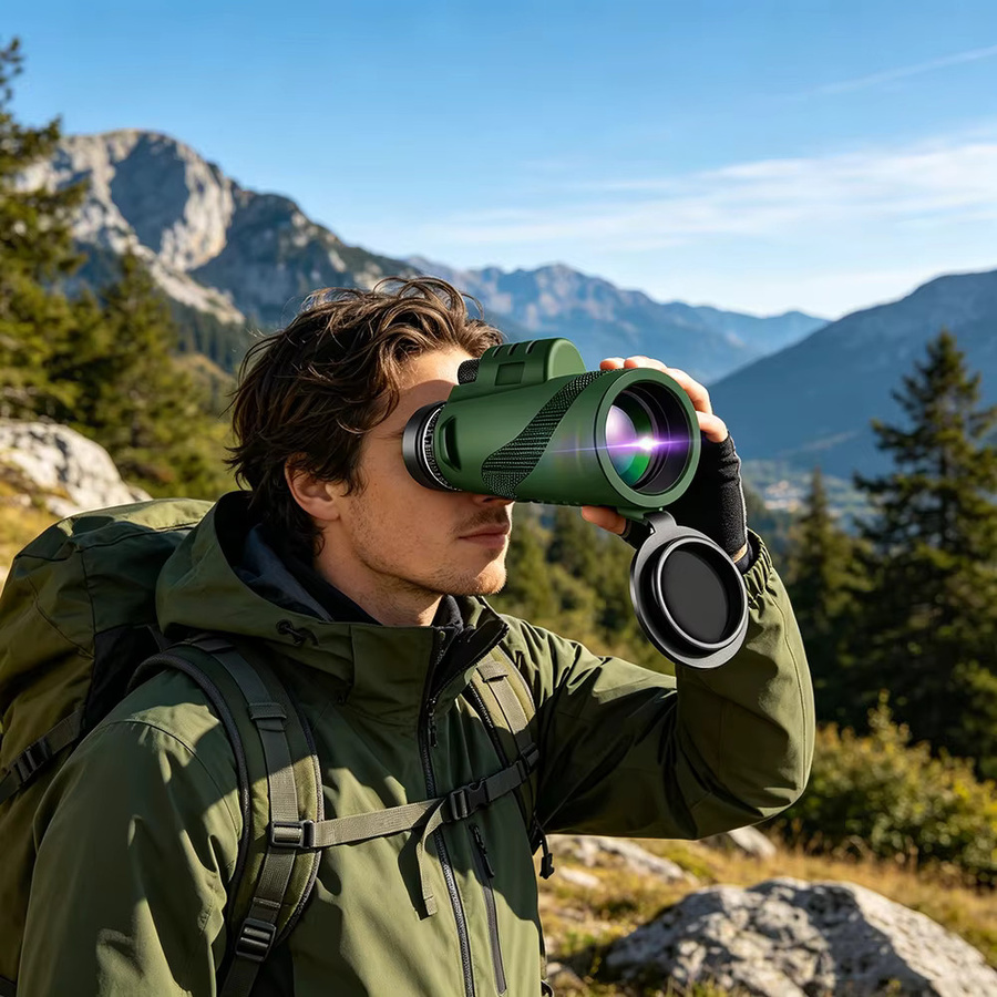 APEXEL Monokular-Teleskop mit FMC-Optik für Vogelbeobachtung und Reisen in Schwarz und Grün, B/H: 80 x 100 mm - Bild 2