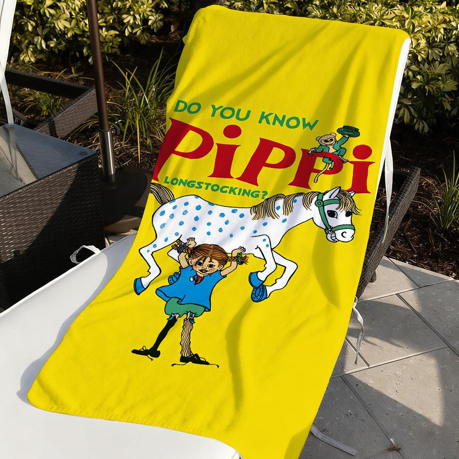 Pippi L-Langstrumpf Handtuch von Creative Man, schnelltrocknend und weich, weiß/mehrfarbig, B: 76 cm, H: 152 cm - Bild 3