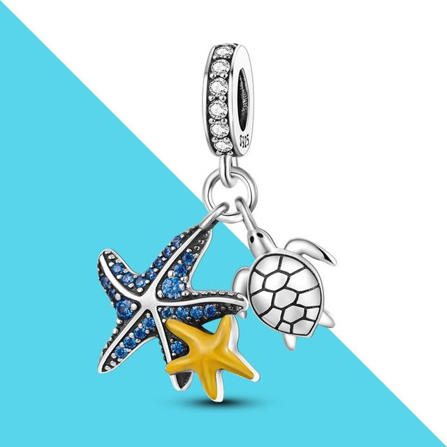 Ucharm Charms Meeresschildkröte Seestern, Silber, Zirkonia, Damen - Bild 1