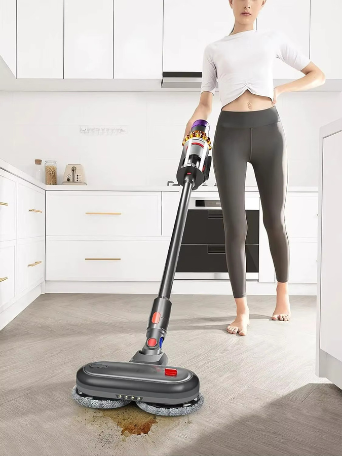 Blossom Elektrischer Wischkopf für Dyson V7 V8 V10 V11 V15 Staubsaugeraufsatz in Grau mit abnehmbarem Wassertank und 6 wiederverwendbaren Wischpads - Bild 7
