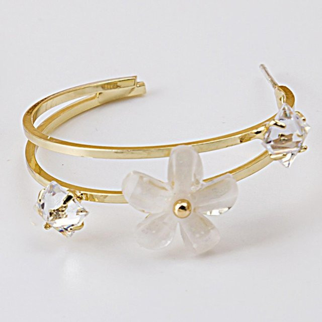 Ohrringe C-Form, Kupfer, Gold, Zirkonia, Damen - Bild 1
