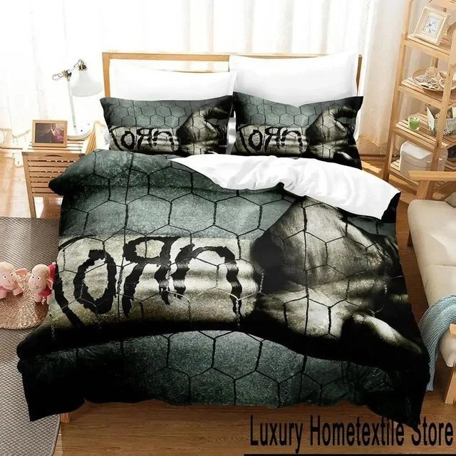 Jinmeige Bettwäsche-Set mit 3D-Korn-Felsbett-Muster in Grau, bestehend aus Bettbezug und Kissenbezug, B/H: 135 x 200 cm - Bild 1