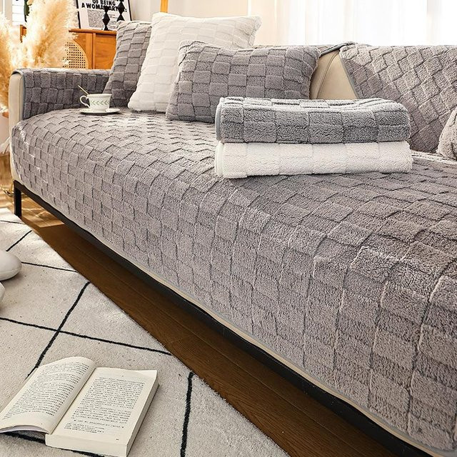 Moderne Plüsch Sofa Kissen Abdeckung in Grau, weiches Fleece-Design für das Wohnzimmer, B/B: 70 x 70 cm - Bild 1