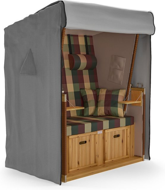 SANZARO Premium Strandkorb Abdeckung mit Ösen in Grau, B/T/H: 135 x 100 x 160 cm - Bild 1