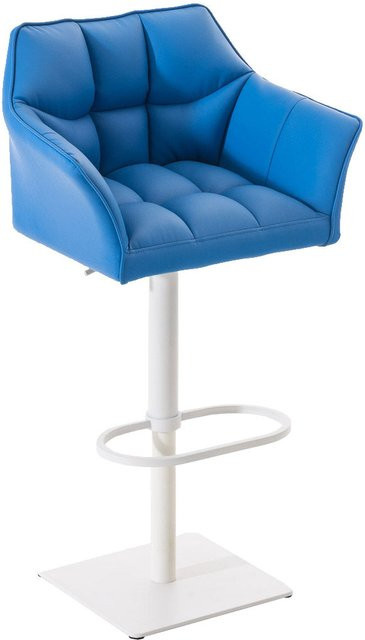TPFLiving Barhocker Damaskus mit weißem Gestell und blauem Kunstleder - Bild 1