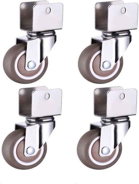 Binchi Outdoor Equipment 4er-Pack Möbelrollen aus Zinklegierung und Kunststoff in Silber mit Bremsfunktion und weichen Gummirädern, Durchmesser: 1,5 Zoll (38 mm) - Bild 1