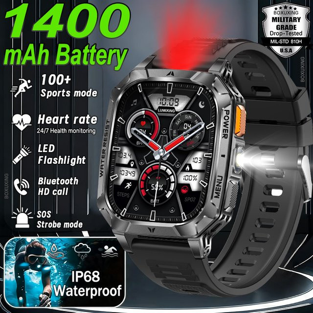 BOXUXING Smartwatch, Schwarz, Herren, IP68 wasserdicht - Bild 1