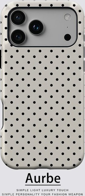 Aurbe Matte 2-in-1 MagSafe Hülle für iPhone 17 16 15 14 Plus Pro Max Stoßfeste Hartschale in Schwarz und Creme Polka Dots - Bild 1