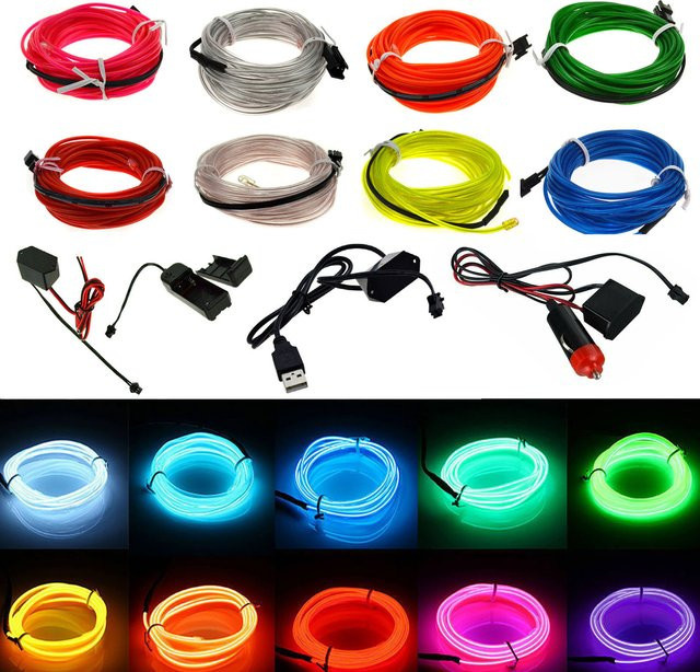 YORYZENG RGB Neon-LED-Draht, flexibles wasserdichtes Silikon-Lichtseil in Multicolour für DIY-Auto, Party und Dekoration, USB-Anschluss - Bild 1