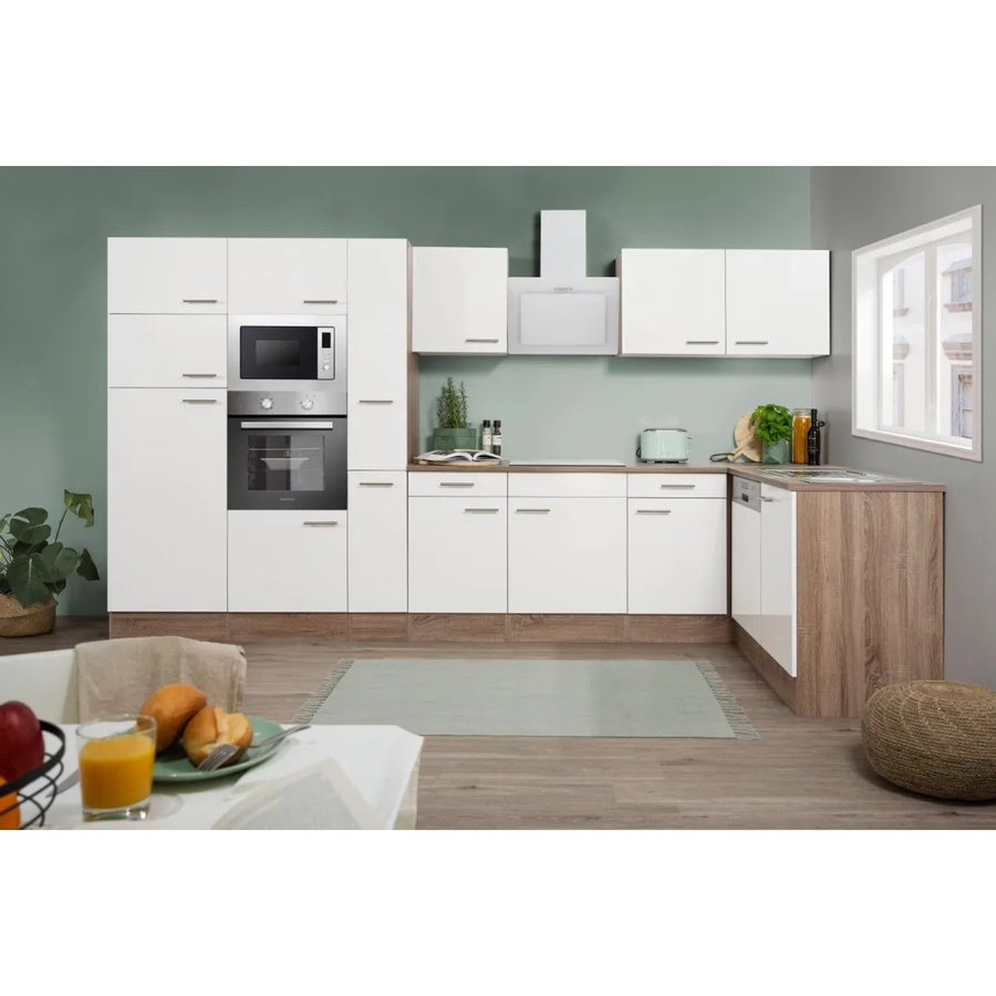 Respekta Winkelküche in Weiß Seidenglanz mit zeitlosem Design, B/H/T: 370 x 205 x 172 cm - Bild 2