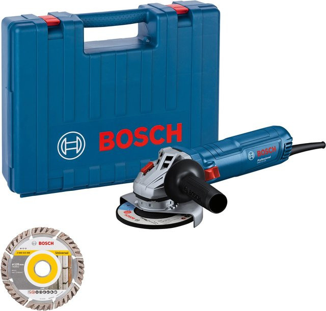 Bosch Professional Winkelschleifer GWS 12-125 mit Zusatzhandgriff und Handwerkerkoffer, Blau - Bild 1