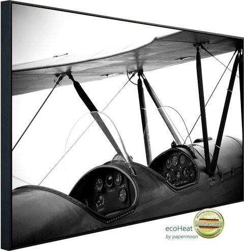 papermoon EcoHeat Infrarotheizung Flugzeug Schwarz Weiss mit App-Steuerung und Überhitzungsschutz - Bild 1