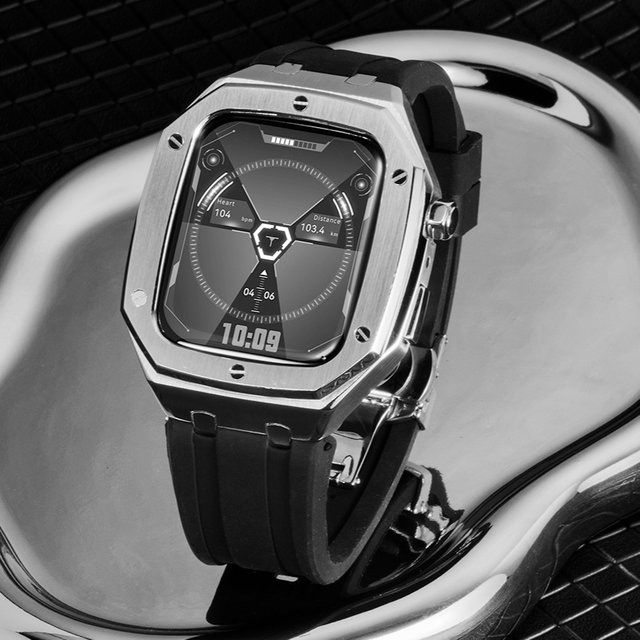 FancyWrist Uhrenarmband Metall-Lünettenrahmen, Edelstahl, Silber, 45 mm - Bild 1