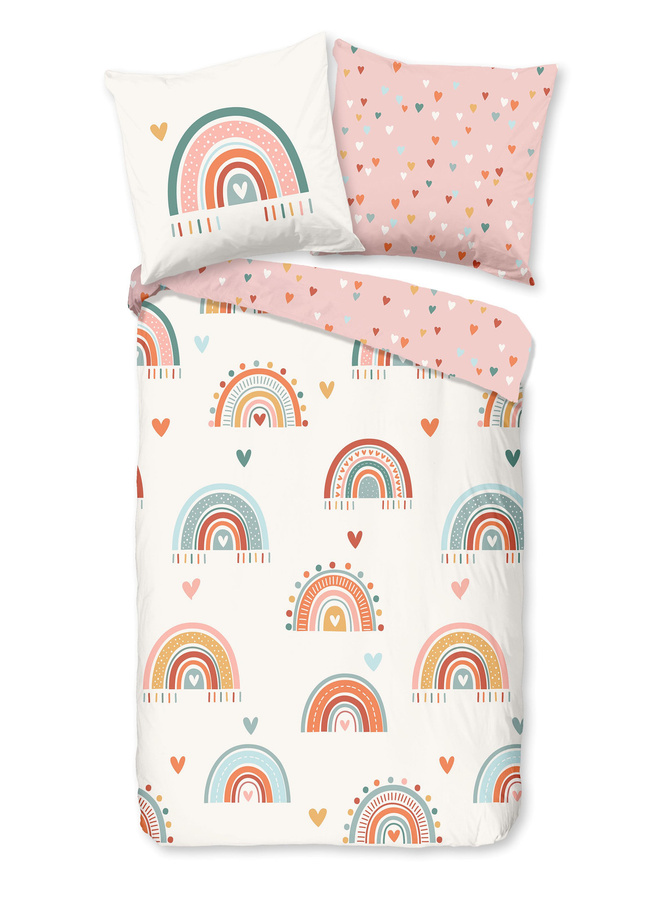 Good Morning Kinder Baby Bettwäsche Louie Indie Herzen Regenbogen aus Baumwolle, Multicolour, B/H: 135 x 100 cm und 40 x 60 cm - Bild 1