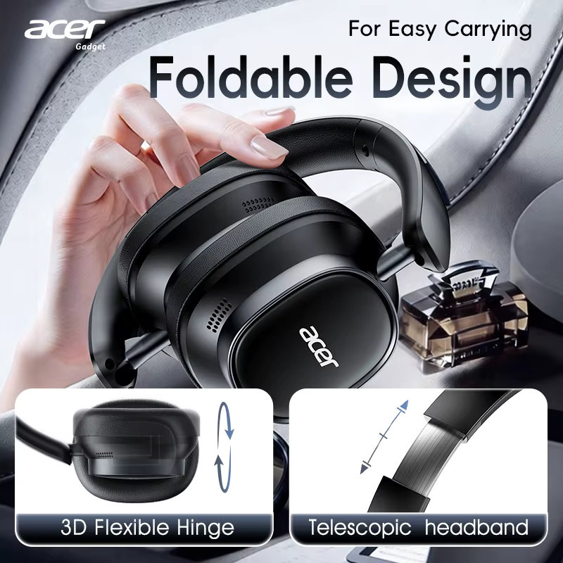Acer Ohr633 Bluetooth-Headset mit ANC-Geräuschunterdrückung und HiFi-Stereo-Klang in Schwarz oder Orange - Bild 2