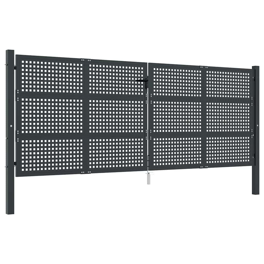 Vidaxl Doppel-Gartentor aus Stahl in Anthrazit, Breite: 408 cm, Höhe: 150 cm - Bild 2