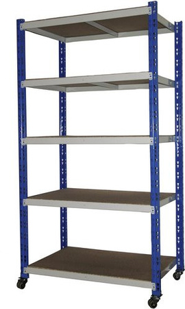 SZAGATO Rollregal aus Stahl mit 5 Böden, Blau, B/T/H: 100 x 60 x 188 cm