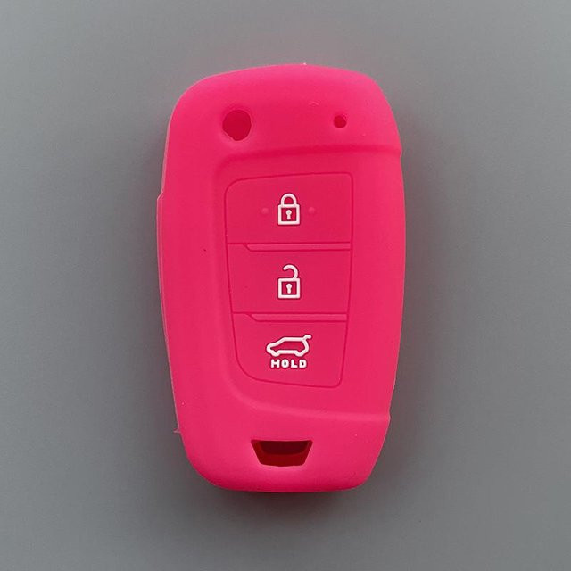 Silikon Schlüsselhülle Etui für Hyundai Tucson NX4, Elantra, Kona, Venue, Solaris und Sonata in Rose Rot - Bild 1