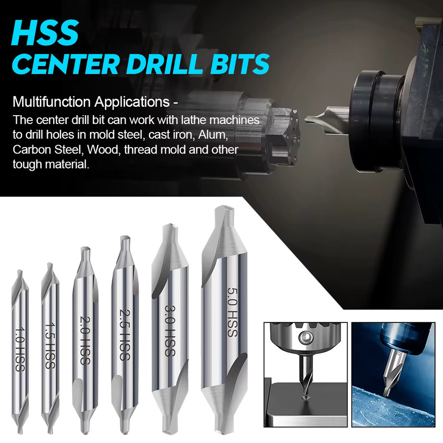 Xcan HSS Combined-Center Bohrer Bits mit 60 Grad Core für Metall, Silber, 1,0-6,0 mm - Bild 2