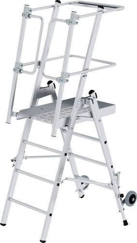 MUNK Günzburger Steigtechnik FlexxStep Aluminium Plattformleiter mit Werkzeugablage in Silber, Arbeitshöhe: 3,02 m - Bild 1