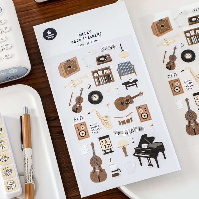 Suatelier Jazz Cafe Papieraufkleber für Scrapbooking und DIY Tagebuch, Mehrfarbig - Bild 1