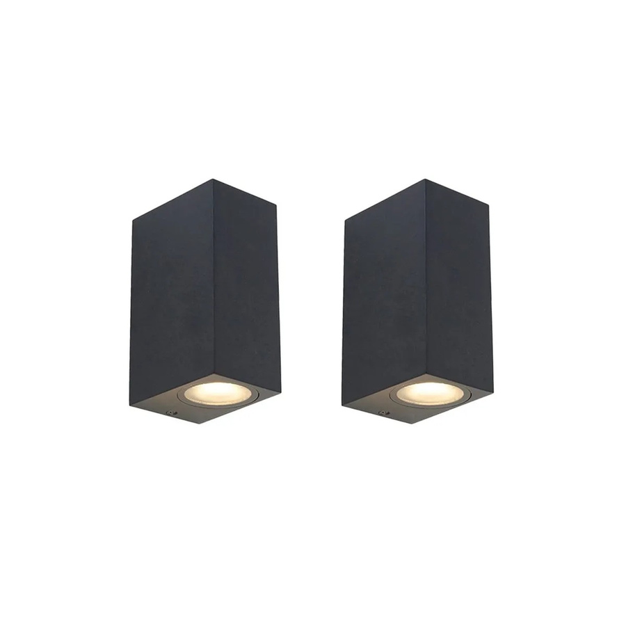 QAZQA Baleno Set aus 2 modernen Wandleuchten in Schwarz, 2-flammig, IP44, dimmbar, aus Aluminium für Außenbereich und Badezimmer - Bild 2