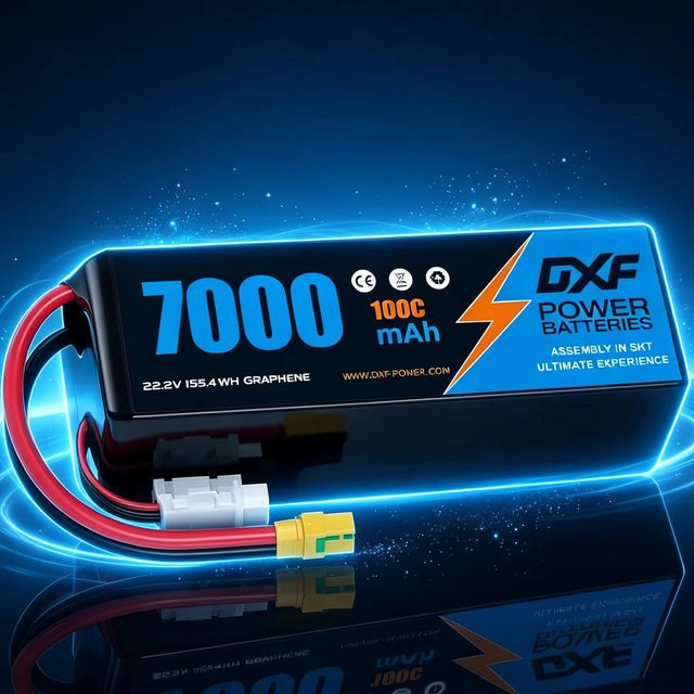 DXF LiPo Akku 7000mAh 6S 22,2V 100C mit EC5-Stecker SoftCase in Schwarz für RC Buggy Truggy Offroad und Flugzeuge - Bild 1