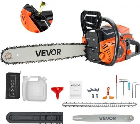 VEVOR Benzin-Kettensäge 58 ccm mit 2,7 PS in Orange-Schwarz - Bild 1