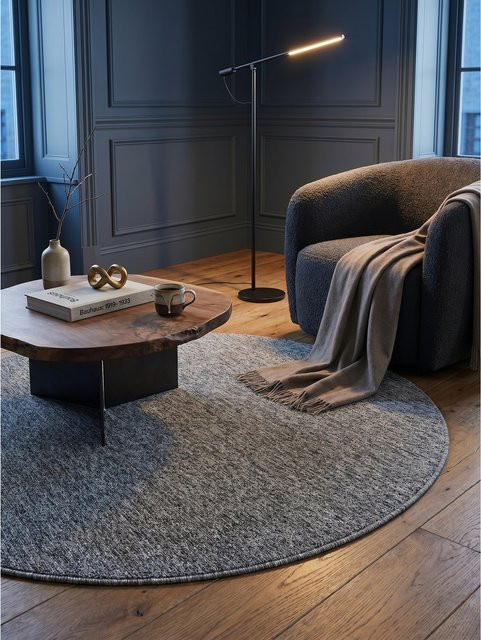 Runder Kurzflorteppich AMMER von Kadima Design in Grau, Durchmesser: 120 cm - Bild 1