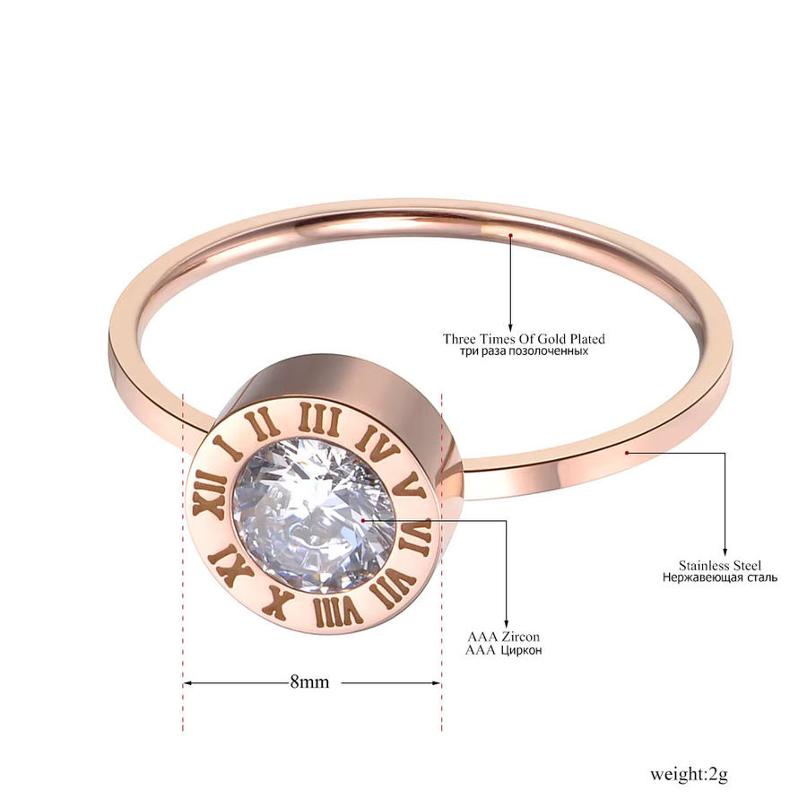 JeeMango Ring Edelstahl, Roségold, Zirkonia, Damen - Bild 1